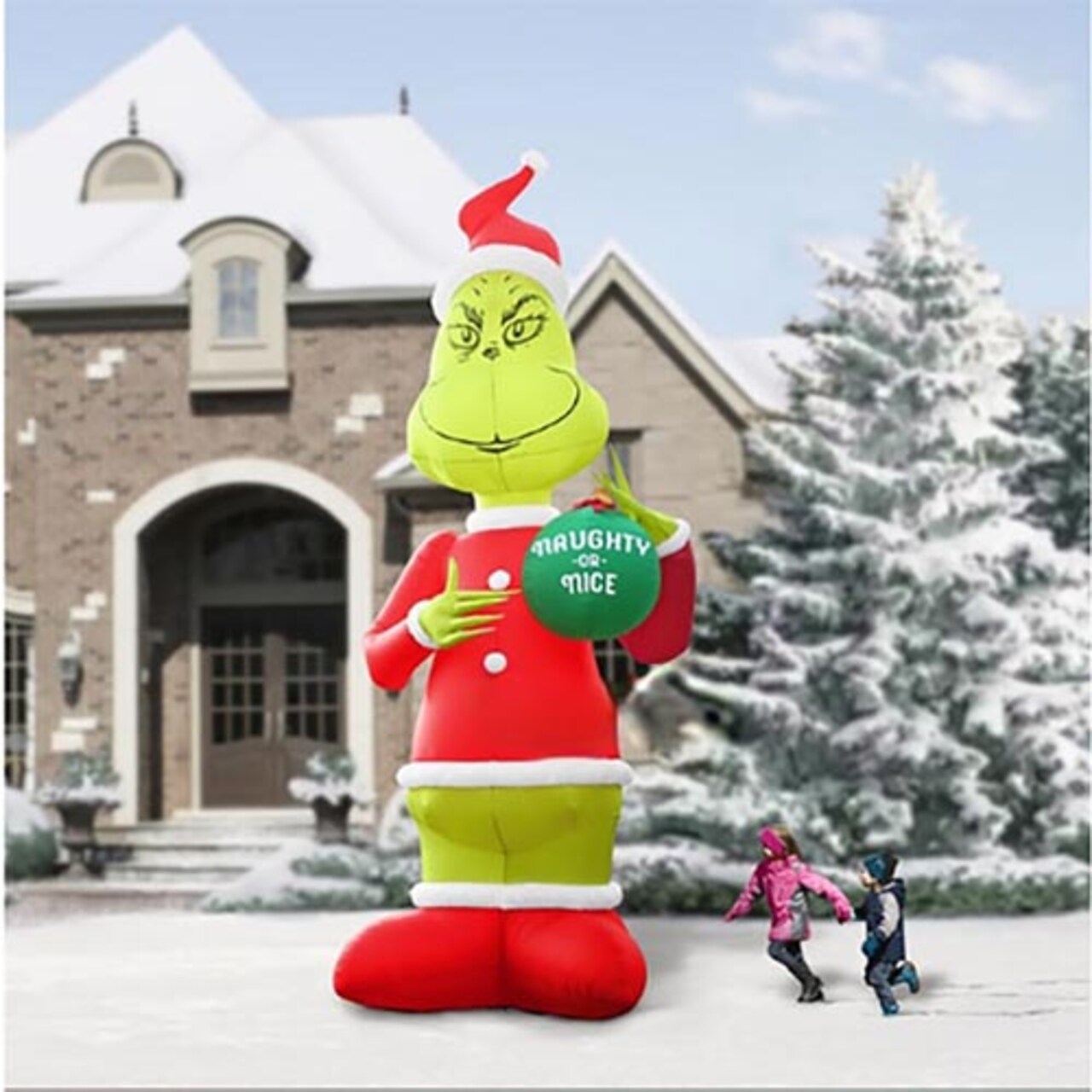 18' Gemmy Airblown Inflatable Colossal Grinch Holding "Naughty or Nice" Ornament Christmas Yard Decoration 113209